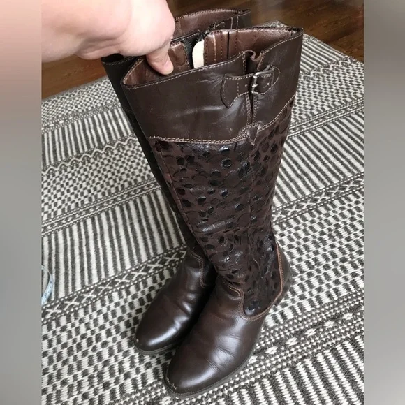 Sz 7🌹Leather Shearling Tall Boots Marelbo - Picture 2 of 16